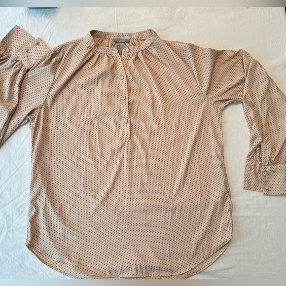 🎉H&M Lightweight Pale Pink With Tiny Black Polka-Dots Long Sleeve Blouse Size 8 - Picture 2 of 13